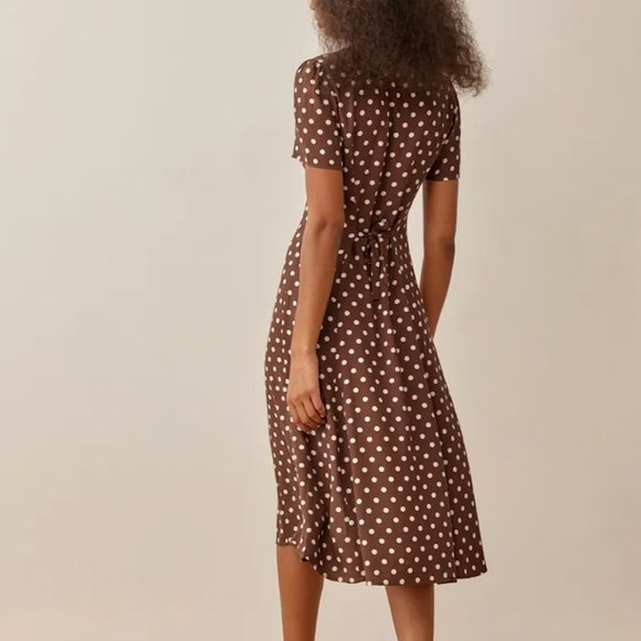 Reformation Locklin Midi Dress - Au Lait (Brown) - Size 0 - Picture 3 of 5